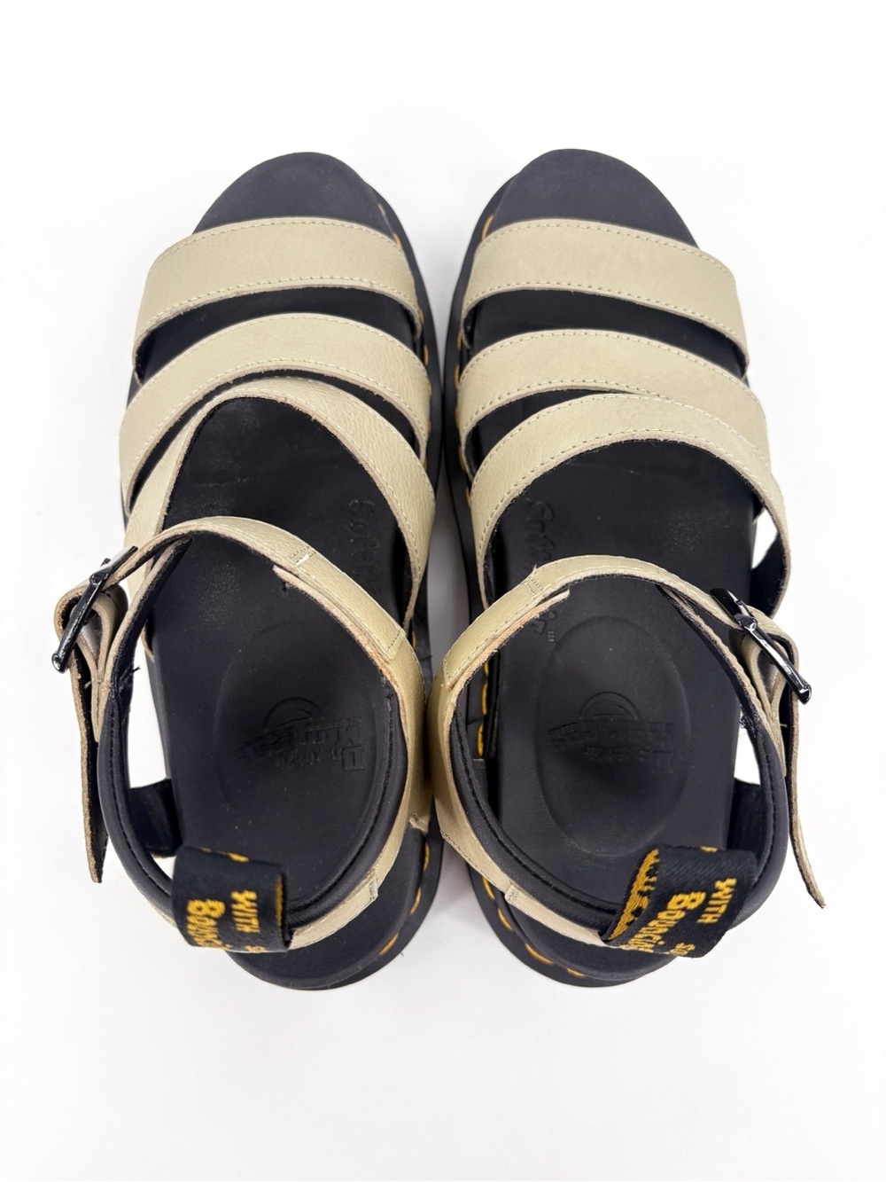 DR. MARTENS Blaire Beige Leather Platform Lug Sole Sandals 9 - Picture 9 of 15